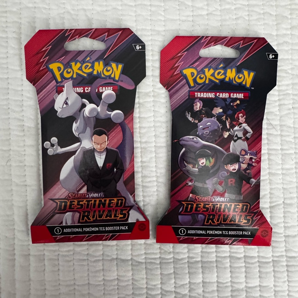 2 Pokemon Scarlet & Violet Destined Rivals Booster Packs - Red and Purple